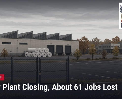 Fostoria News Fremont paper plant with closed facility and news headline about job loss.